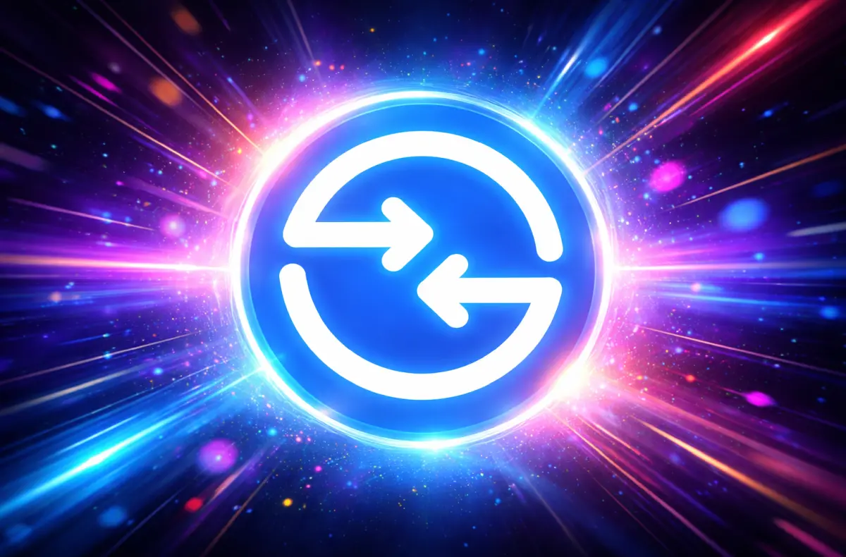 quick share logo na barevnem futuristickem pozadi ai ilustrace