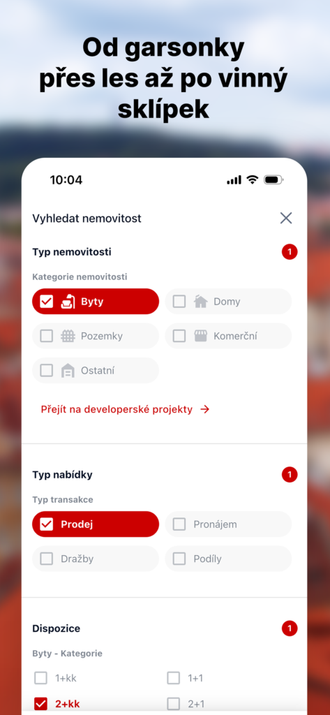 sreality android aplikace filtry