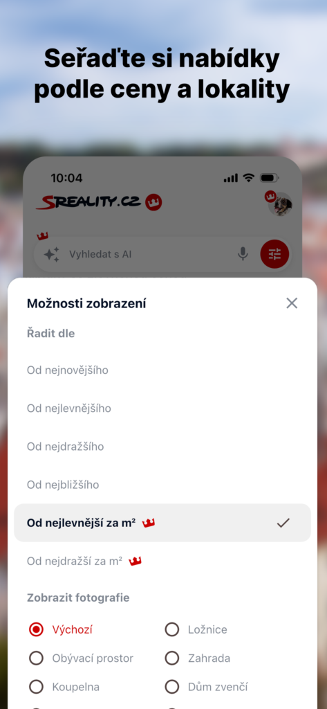 sreality android aplikace serazeni
