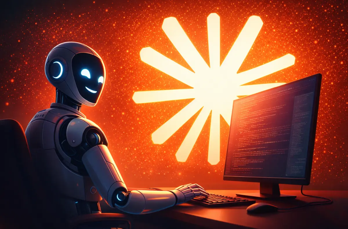 umela inteligence sedici u pocitacae s nasvicenym logem claude v pozadi ai ilustrace