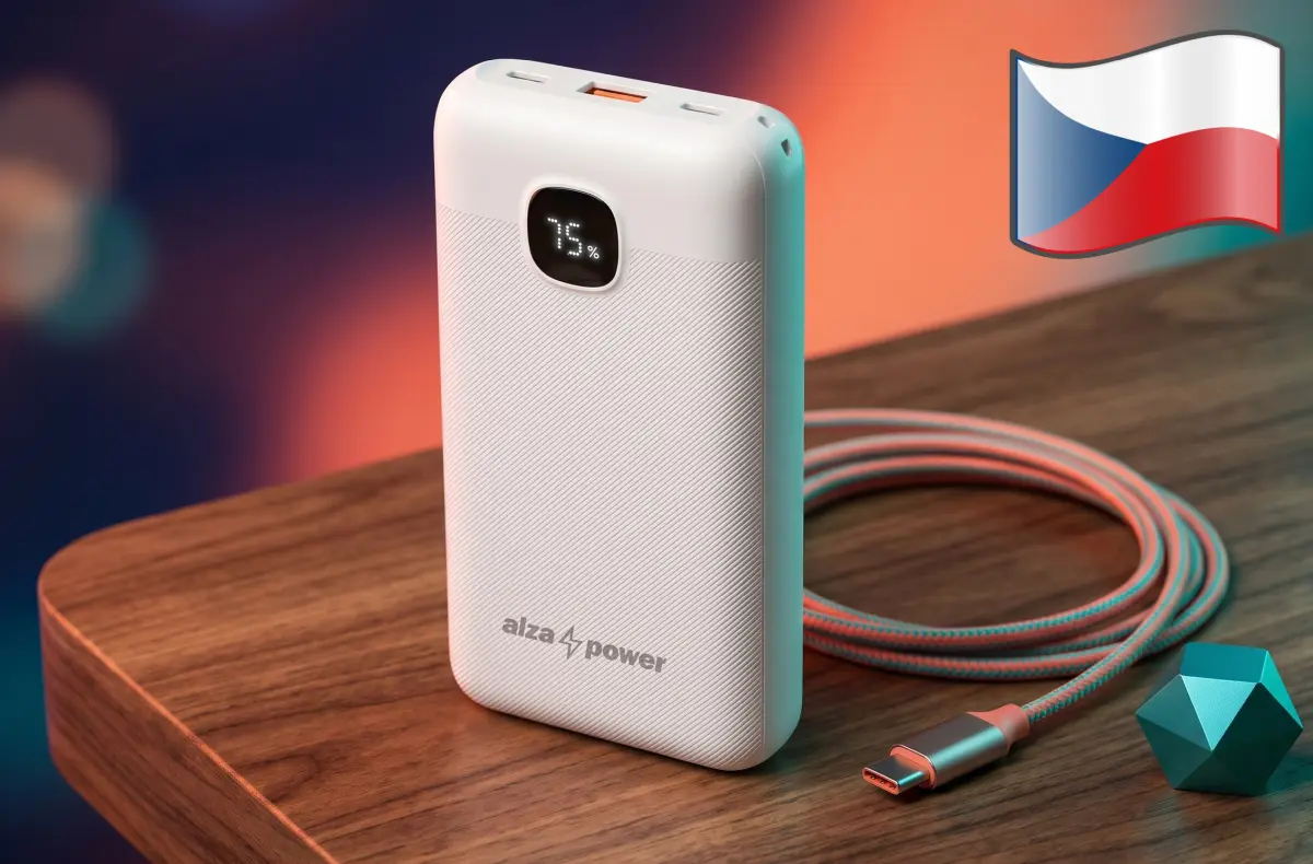 AlzaPower Garnet 20000mAh na stole cesko ai ilustrace