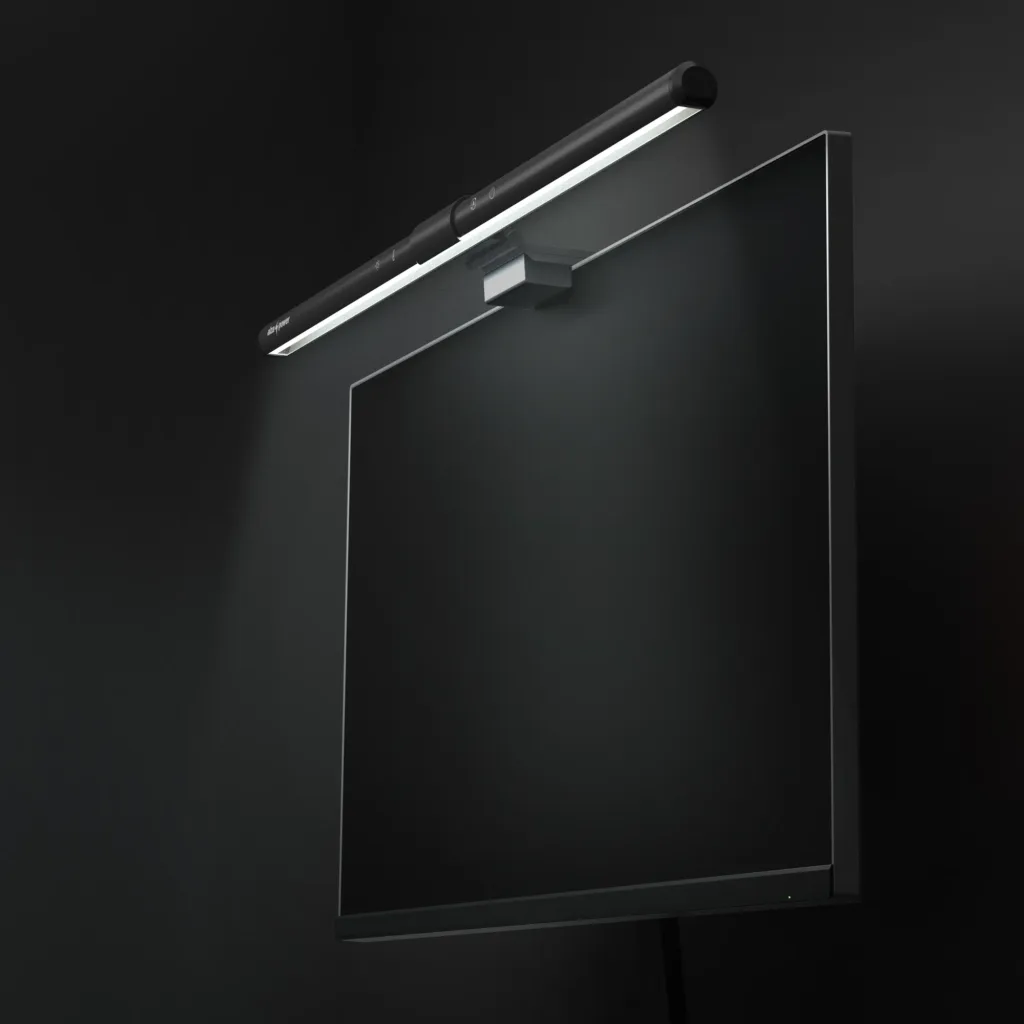 AlzaPower LML 120 Monitor Light Bar na monitoru zapnuty