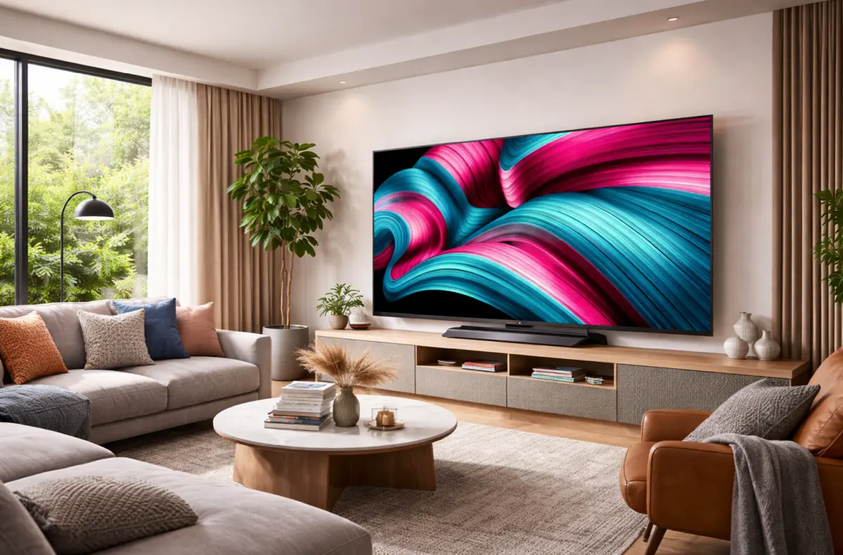 LG OLED55C54 v obyvaku ai ilustrace