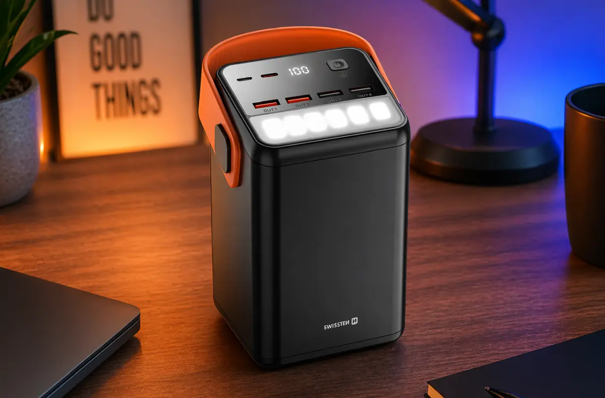 Swissten Power Line 60000 mAh na stole ai ilustrace