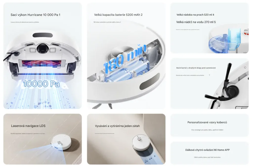 Xiaomi Mijia Robot Vacuum Mop 4 parametry souhrn
