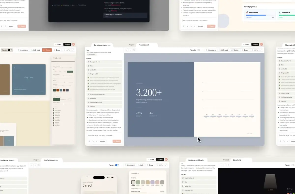 claude design ukazky screenshot z videa