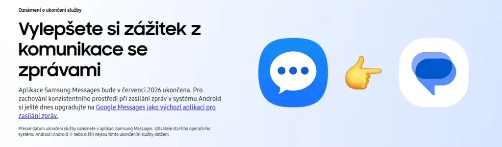 samsung messages prechod na zpravy google ukonceni podpory