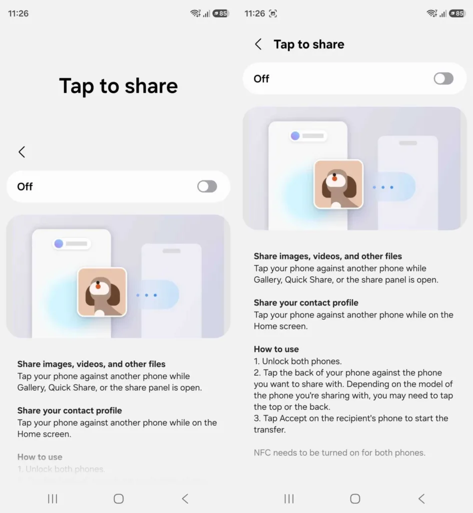samsung one ui 9 tap to share one ui 9 unik