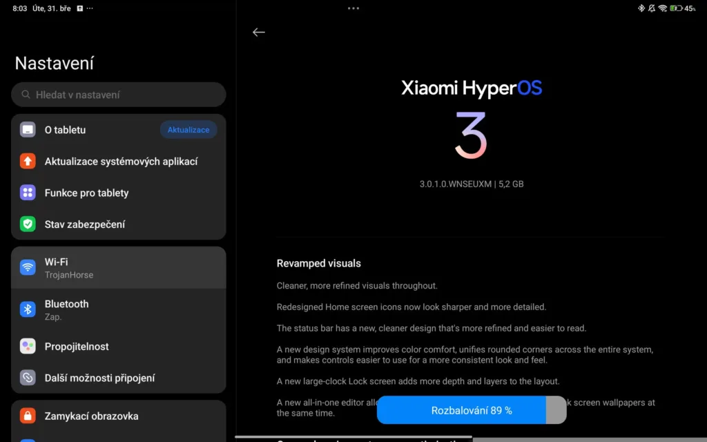 xiaomi redmi pad pro hyperos 3 aktualizace screenshot