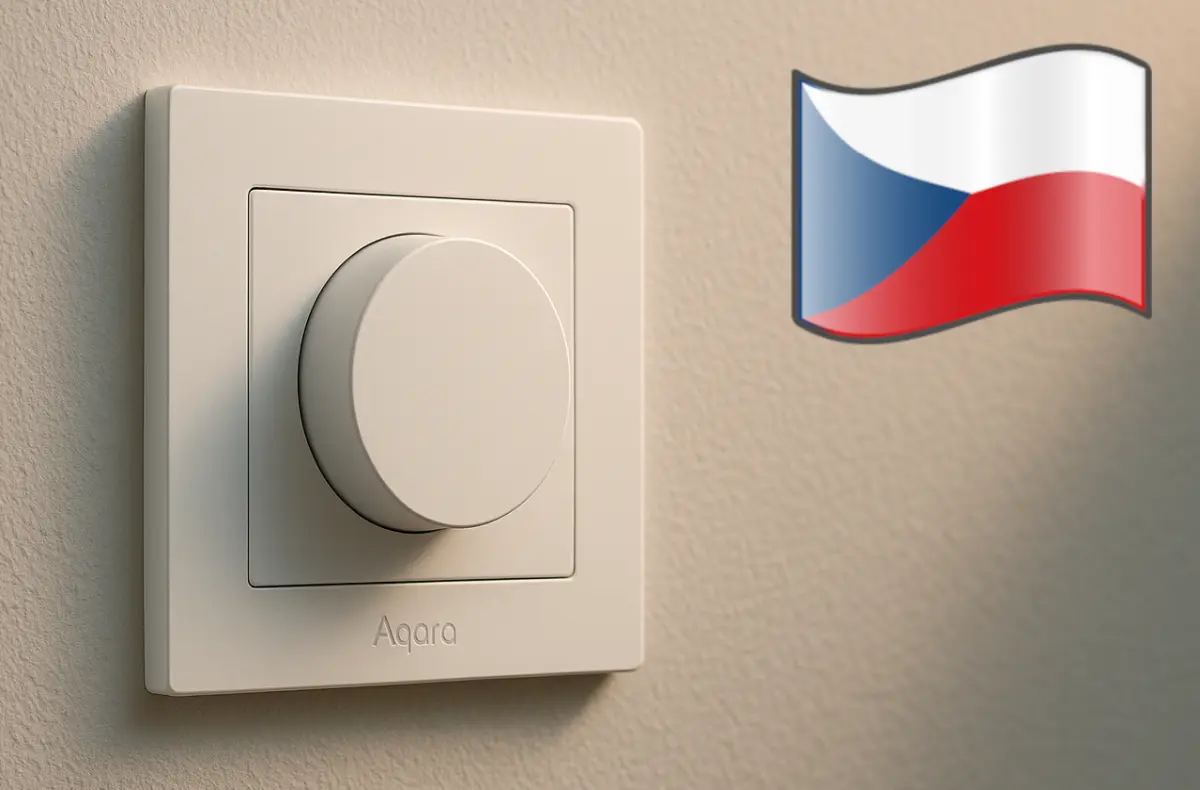 AQARA Dimmer Switch H2 EU na zdi s ceskou vlajkou