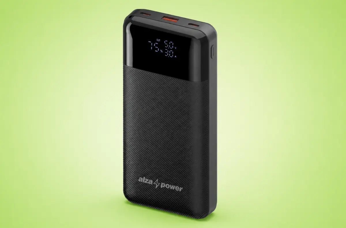 AlzaPower Parade Gen2 27000mAh Power Delivery 100W na zelenem pozadi