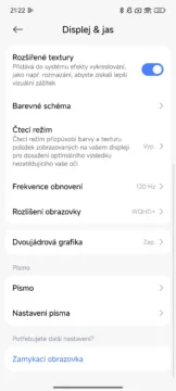hyperos 2 displej nastaveni