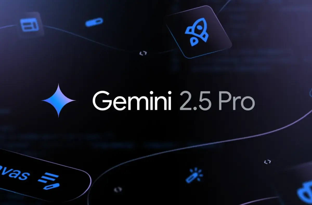 logo gemini 2.5 pro na pozadi s ikonkami oficialni