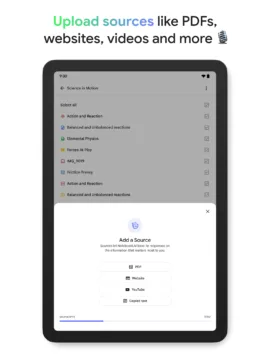 notebooklm aplikace zdroje tablet
