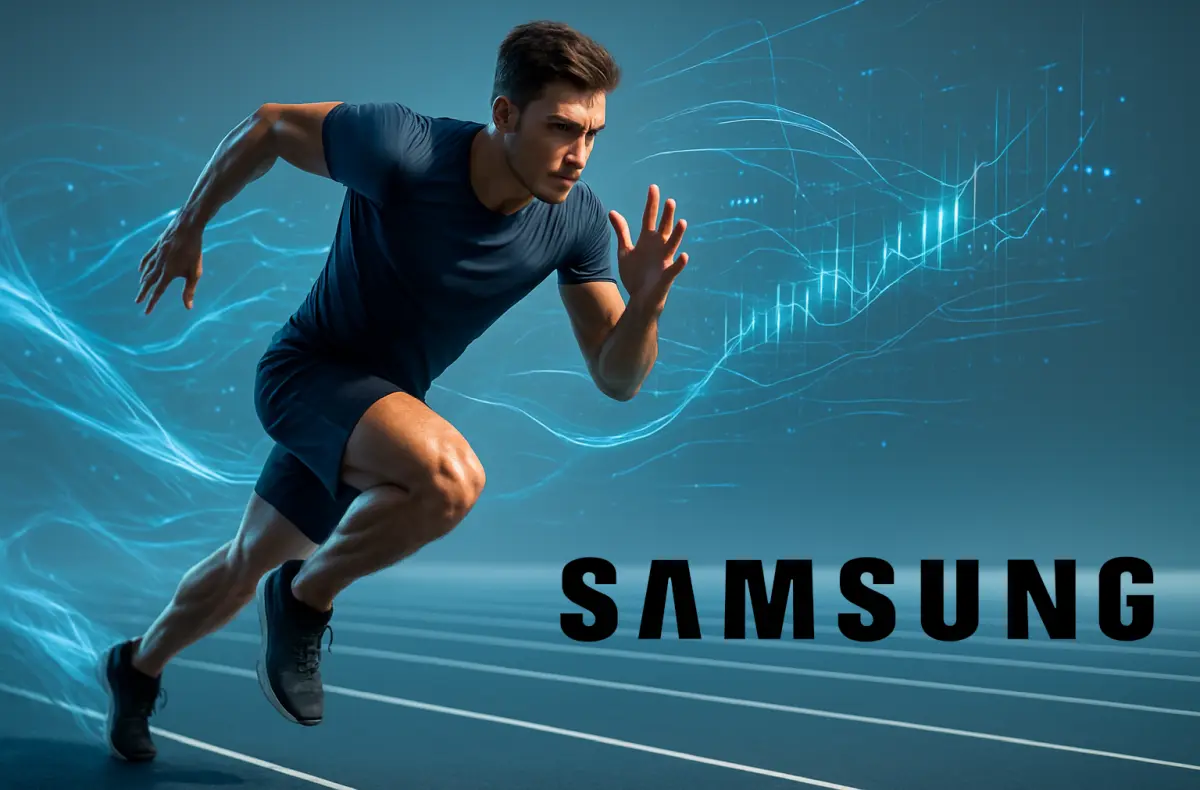 samsung running coach ilustrace s bezcem a logem samsungu