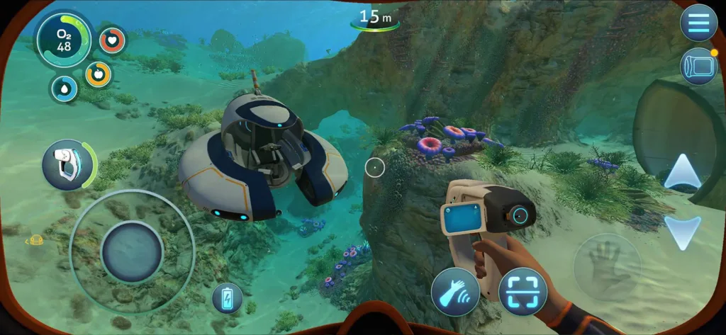 subnautica mobilni verze ovladaci prvky