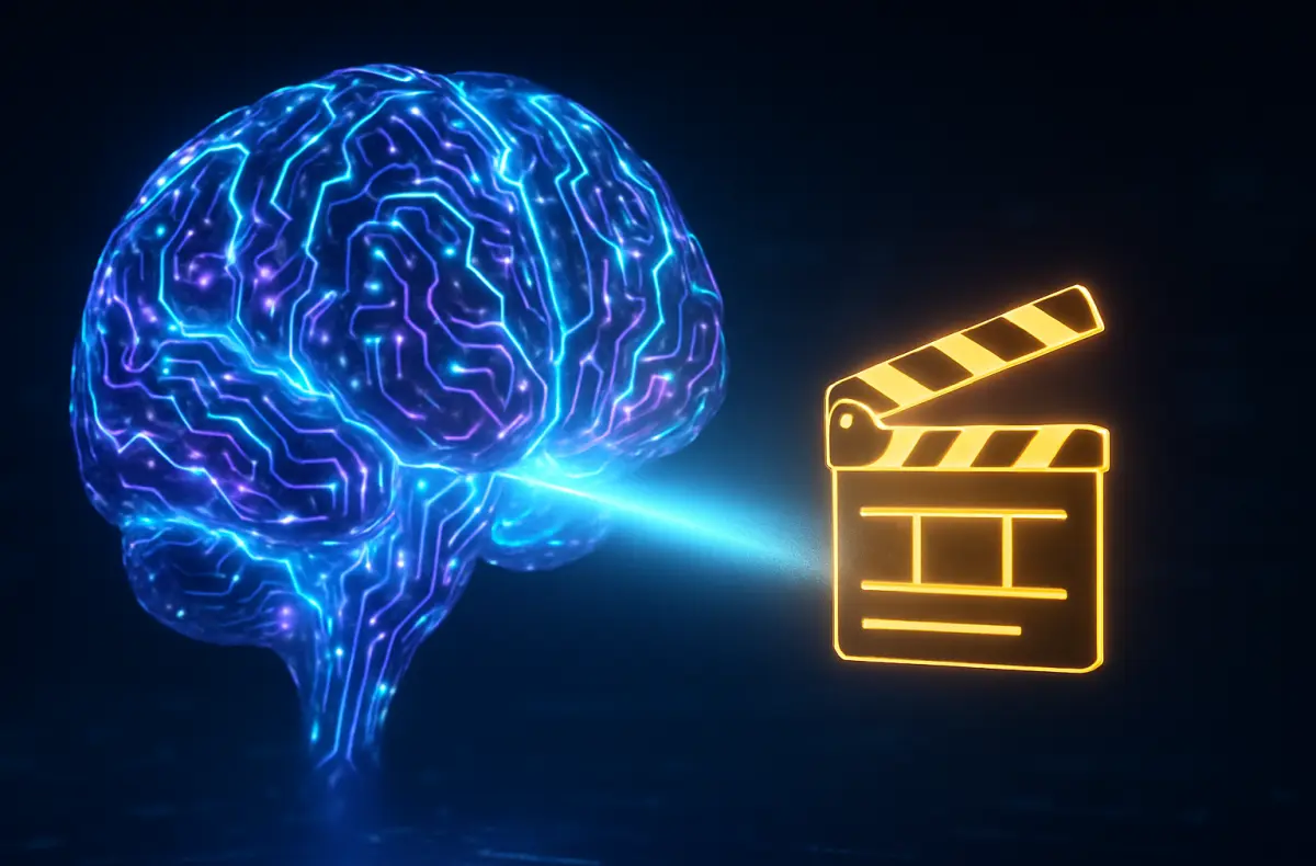 tipy s ai mozek a filmova klapka ilustrace