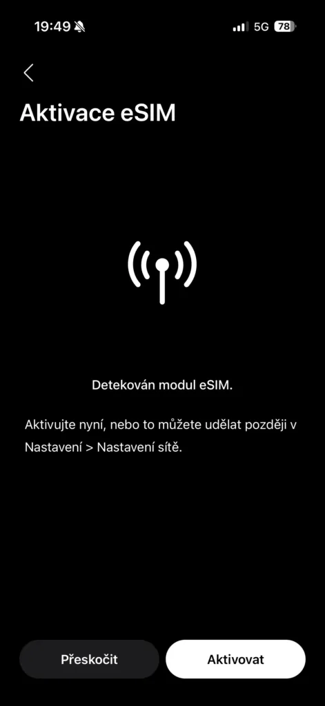 aktivace esim
