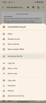 disk google android souhrn pdf souboru v menu