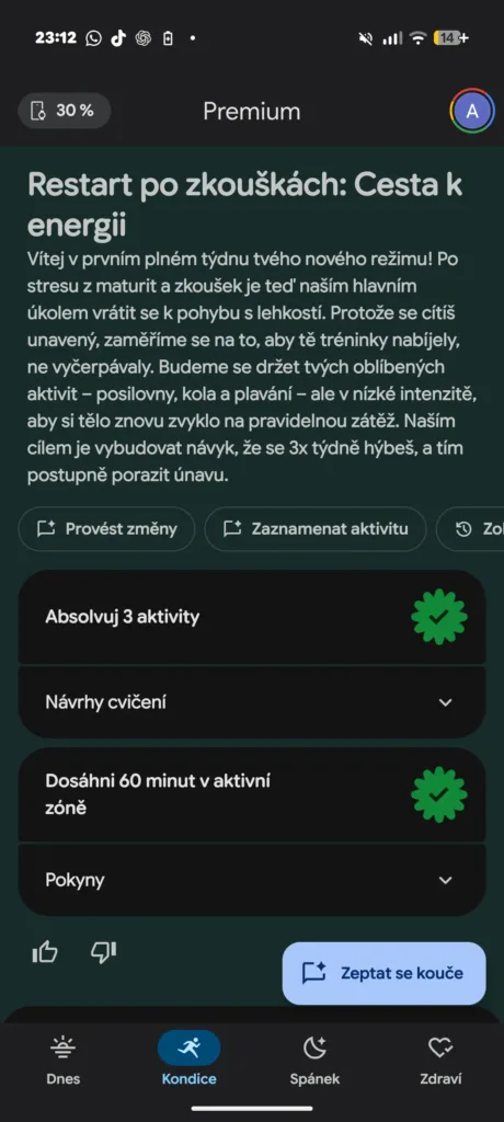google health aplikace testovani fitbit air 1