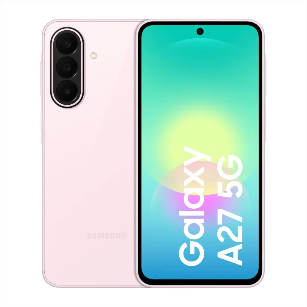 samsung galaxy a27 render predni a zadni strana ruzova