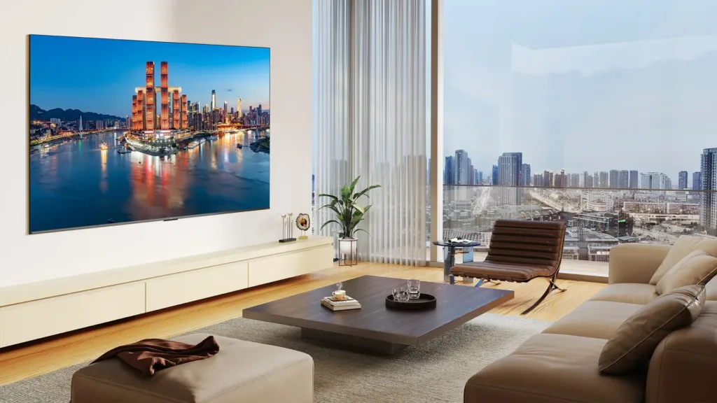 tcl c7k v modernim obyvaku v mrakodrapu