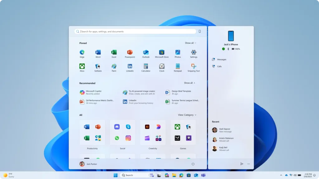windows 11 redesignovana nabidka start