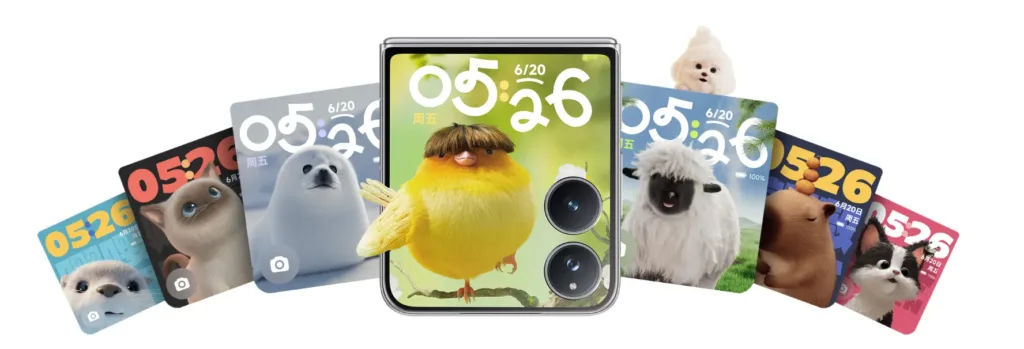 xiaomi mix flip 2 vnejsi displej zvirata