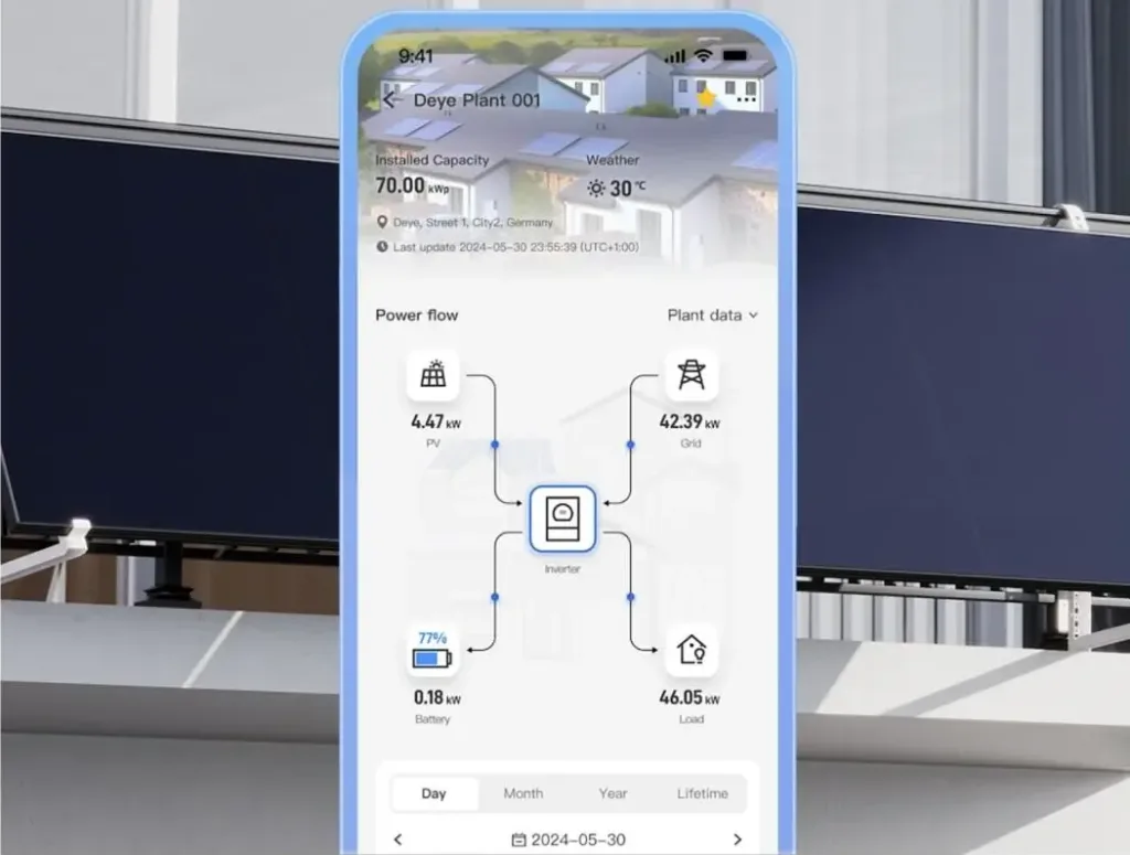 Solarni balkonova elektrarna DEYE 860 Wp 800 W mobilni aplikace