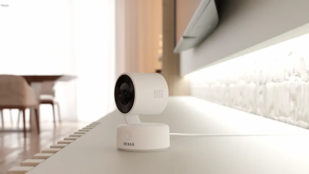 Tesla Smart Camera Omni 360 na polici zblizka