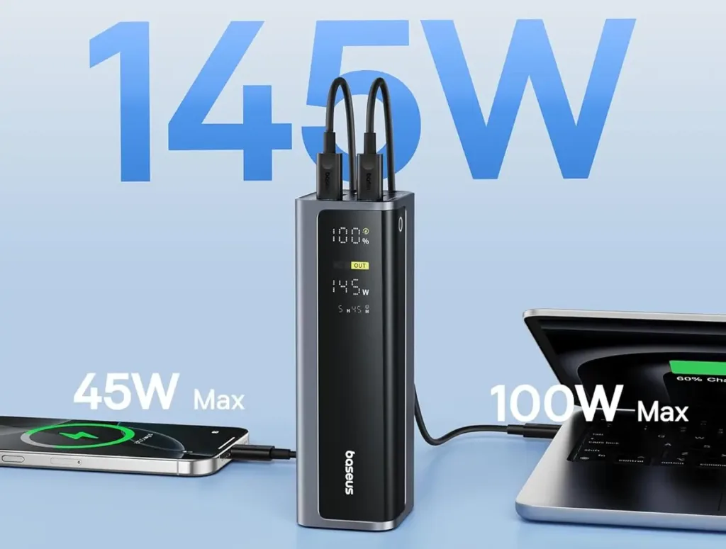 baseus energeek 145W 20800mah powerbanka 145W vykon rozdeleni