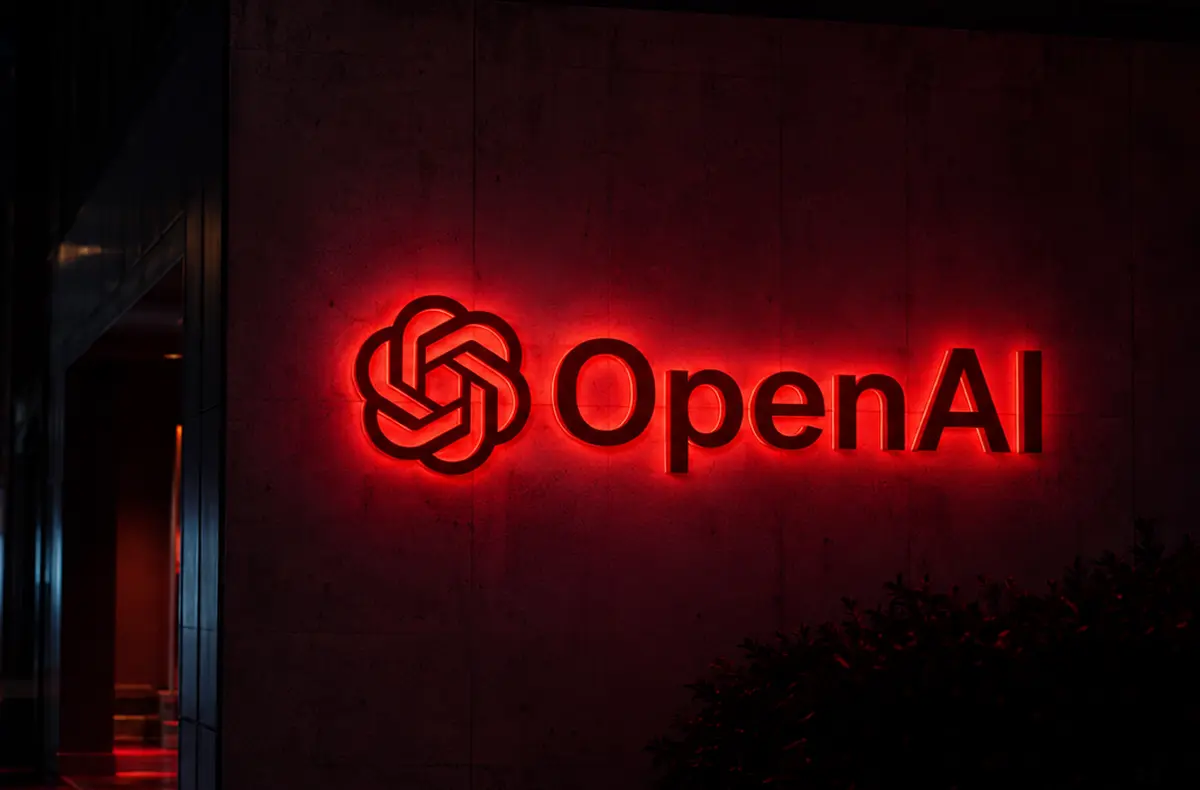 cervene logo openai na zdi nasvicene ai ilustrace