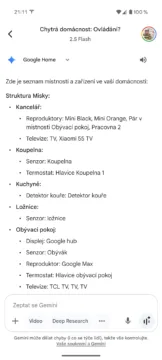 gemini google home cz seznam zarizeni vypis