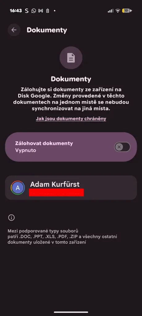 google zalohovani dokumenty
