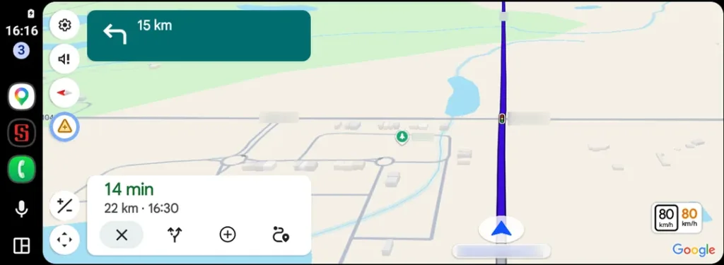 mapy google android auto ukazatel rychlosti