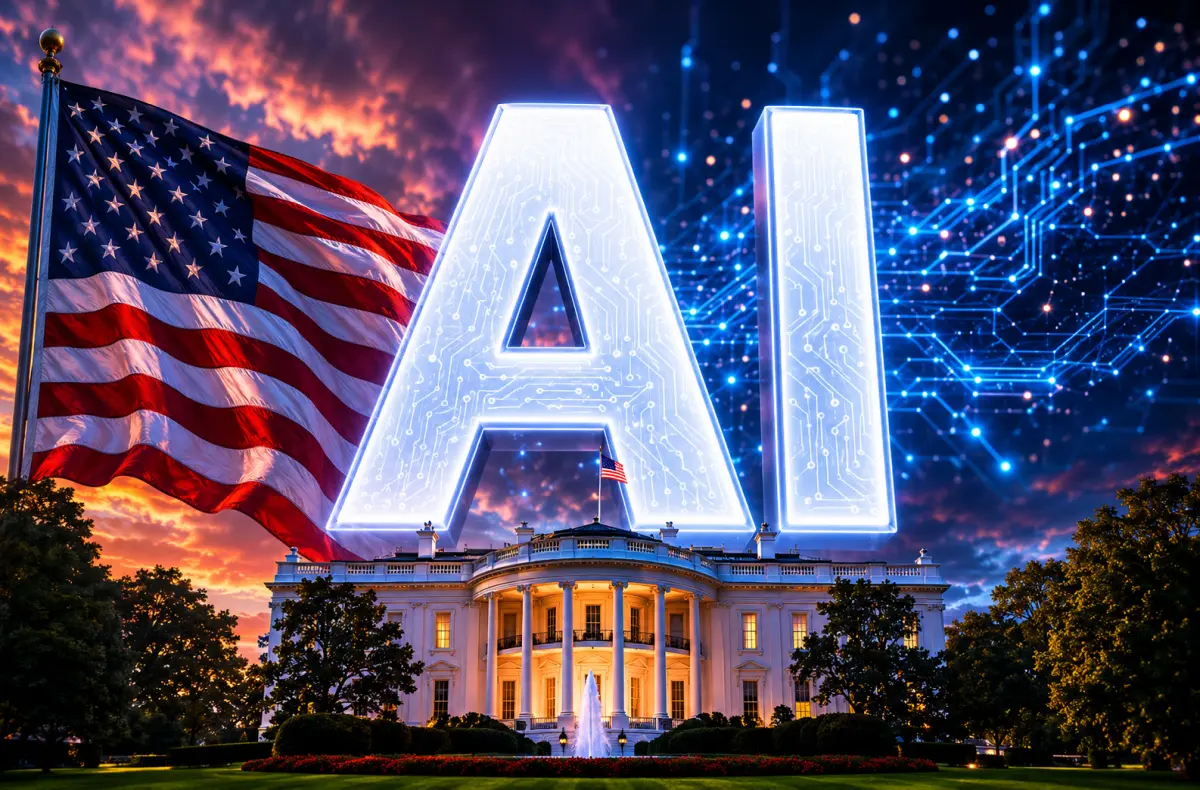 napis ai s bilym domem a vlajkou usa