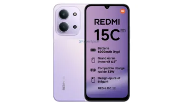 xiaomi redmi 15c fialova predni a zadni strana render