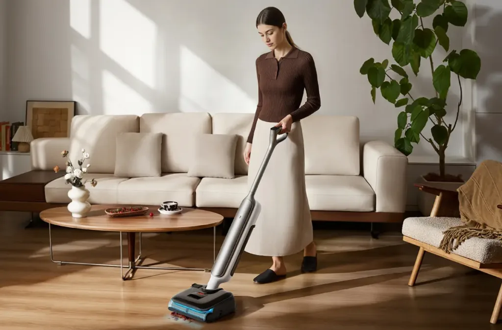 zena pouzivajici xiaomi Mijia Wireless Wet Dry Vacuum 5 Pro