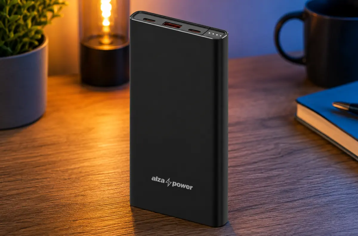 AlzaPower Metal Gen2 10000mAh na stole ai ilustrace