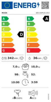 Mijia Front Load Washer Dryer Pro 10kg EU energostitek
