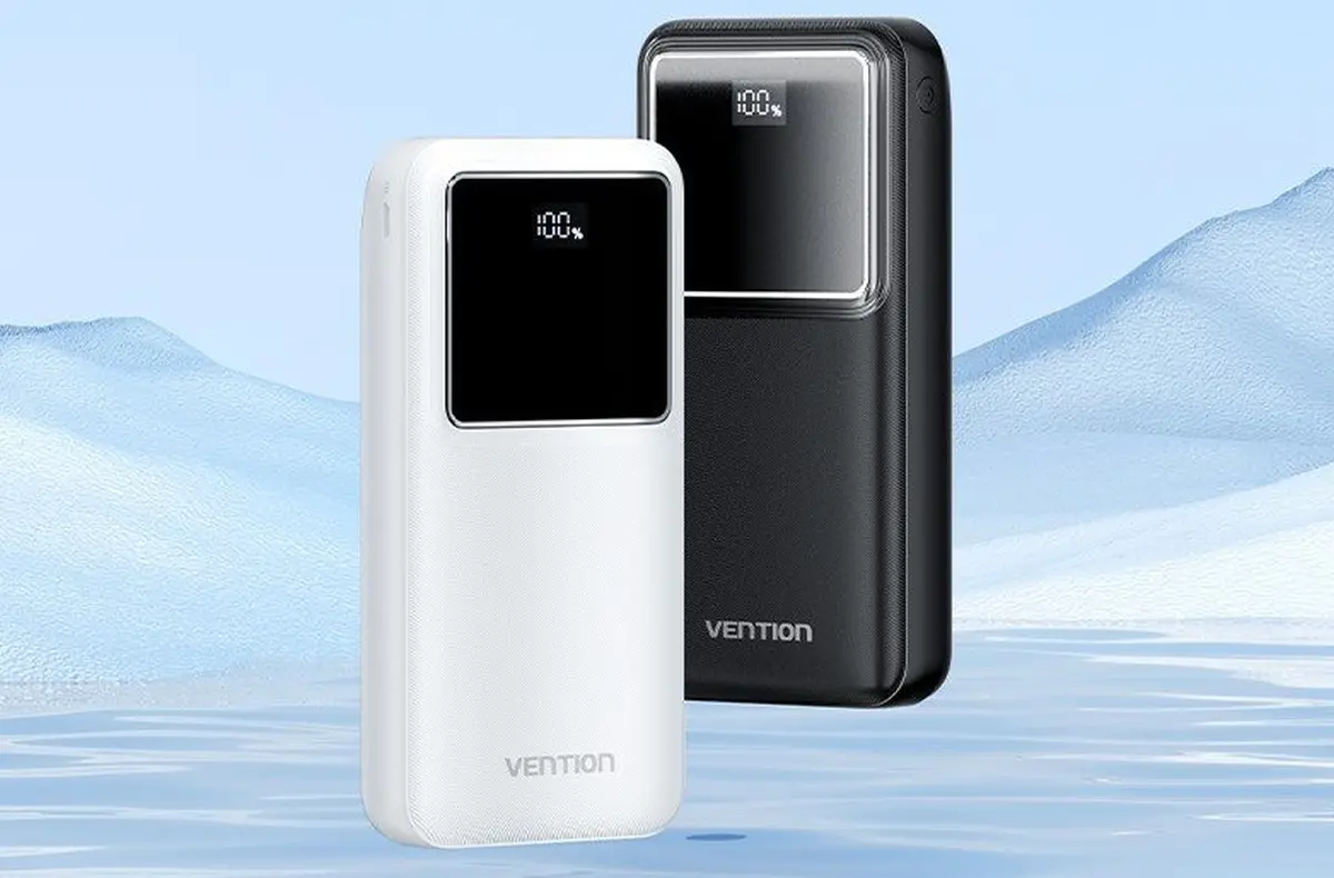 vention 20000mah powerbanka cerna bila na svetle modrem pozadi oficialni