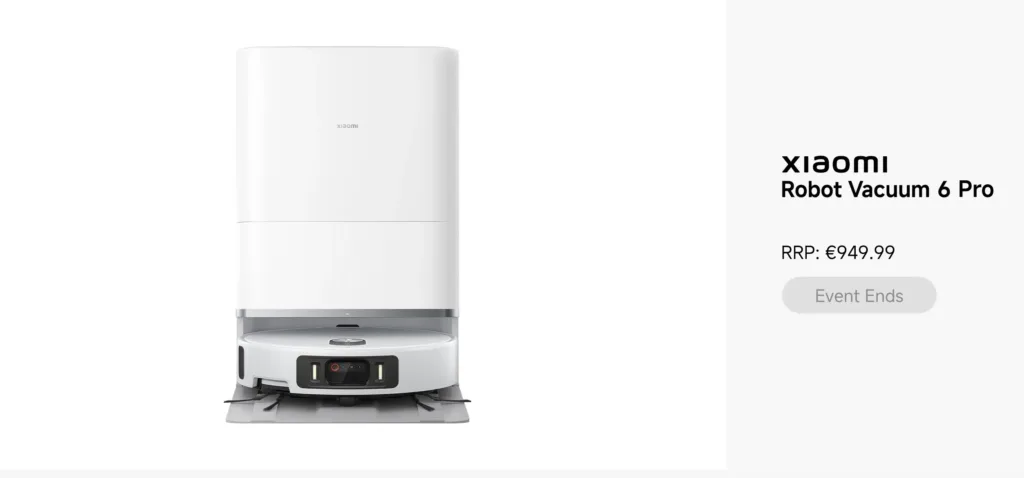 xiaomi robot vacuum 6 pro eur cena