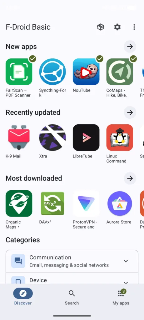 Redesgined F droid app interface