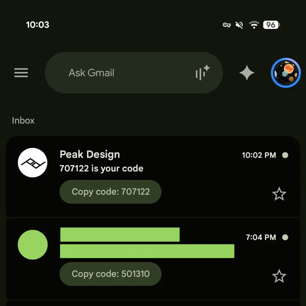 gmail zkopirovat kod 2fa vylepseni