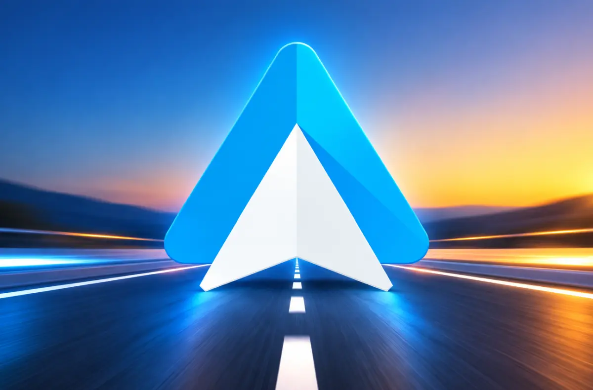 logo android auto na silnici ai ilustrace