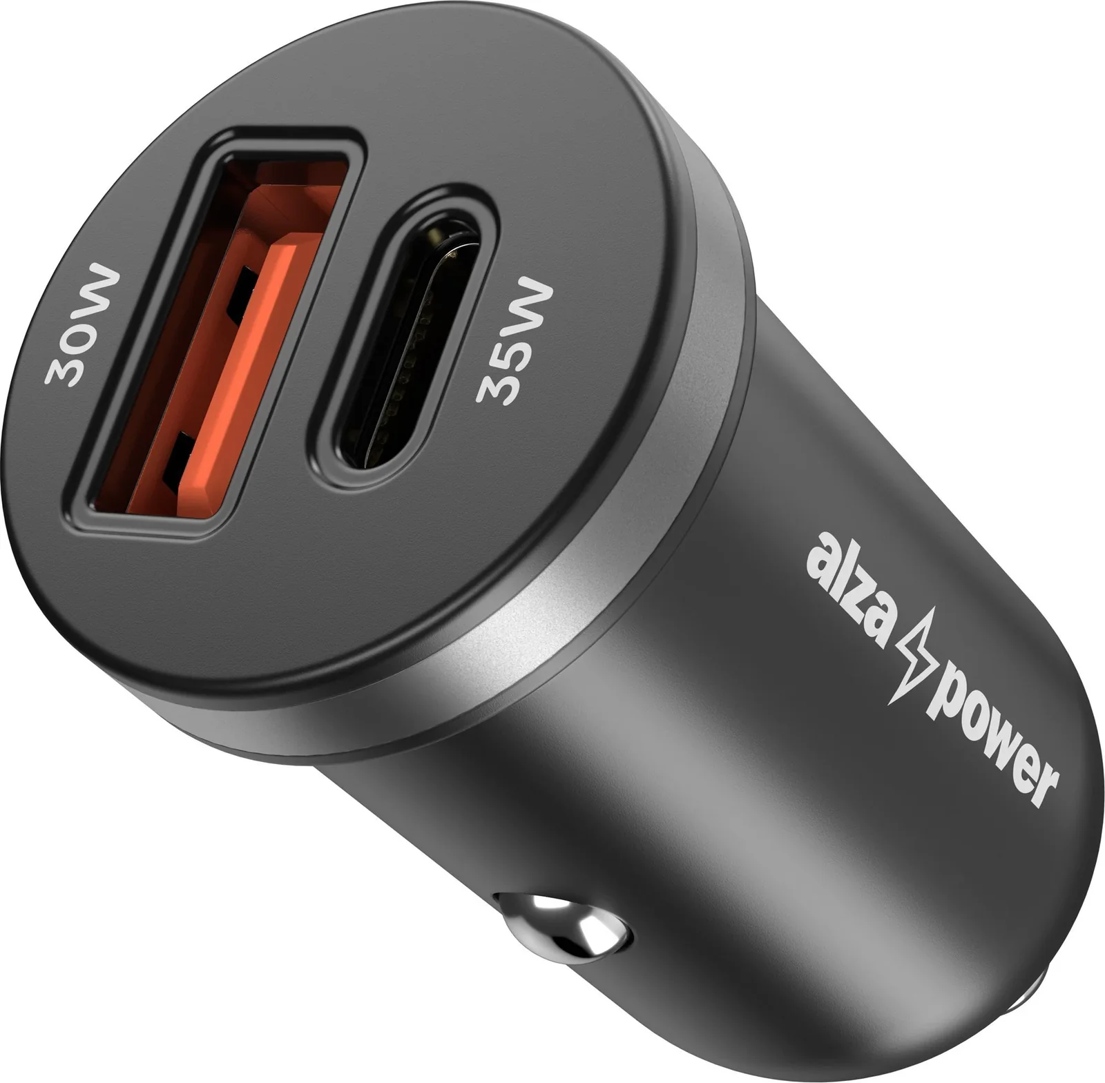 AlzaPower Car Charger P100 USB-A + USB-C Power Delivery 35 W černá