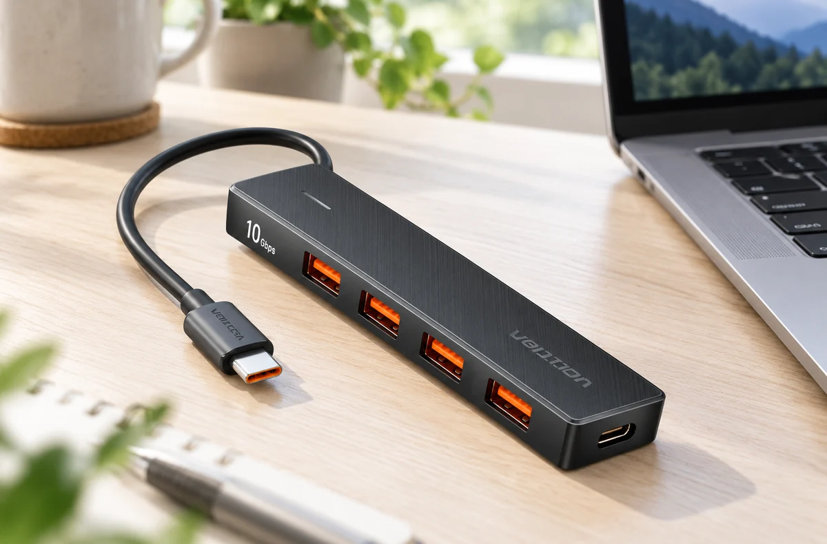 Vention 5-in-1 USB-C to USB-C / 4x USB 3.2 Gen 2 10G Hub 0.15M Black