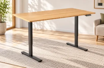 AlzaErgo Table ET2 Core černý + deska 140×80 cm bambusová