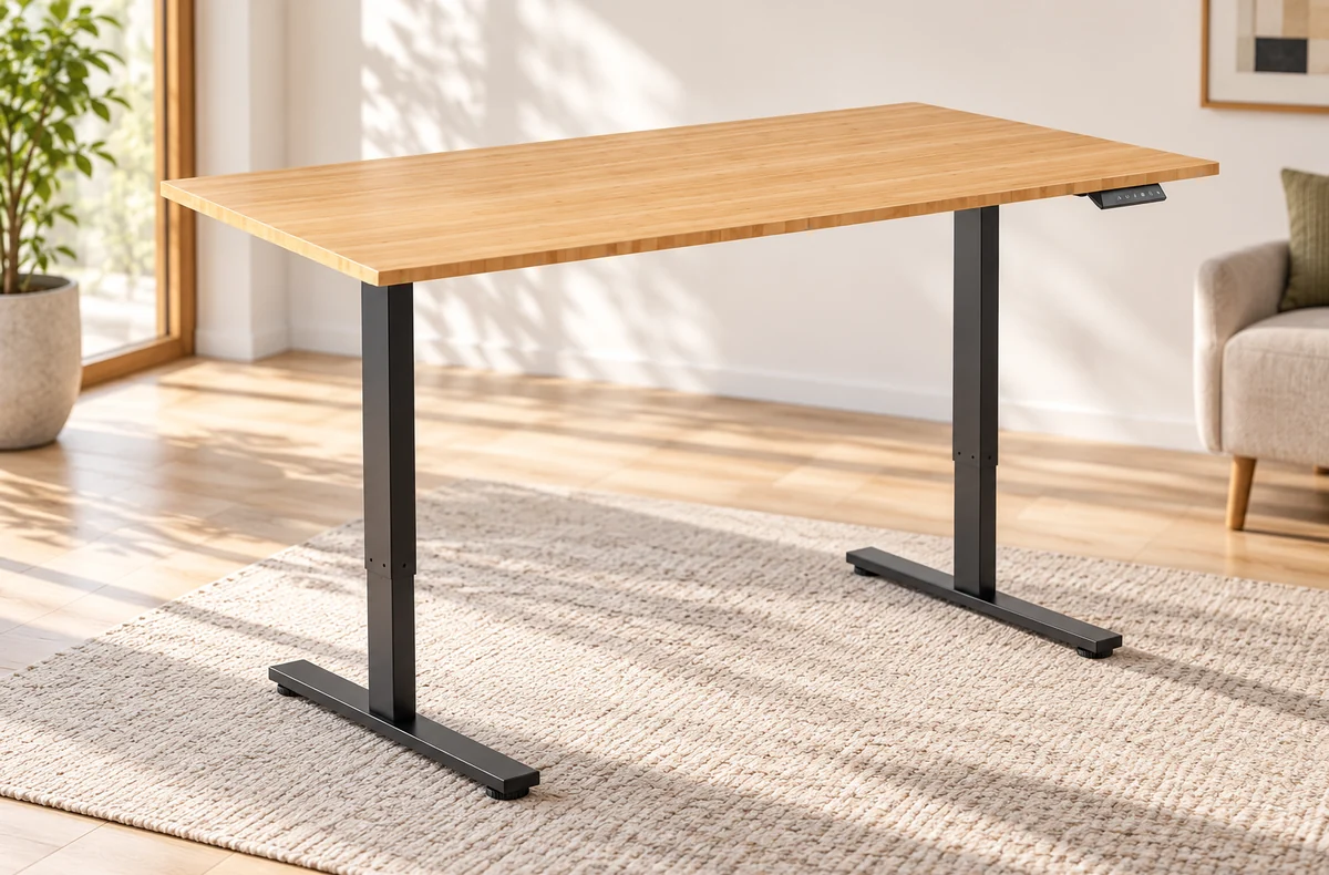 AlzaErgo Table ET2 Core černý + deska 140×80 cm bambusová