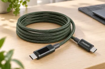 ChoeTech PD60W USB-C to USB-C Digital Display 1.2m Magnet Nylon Cable Dark green